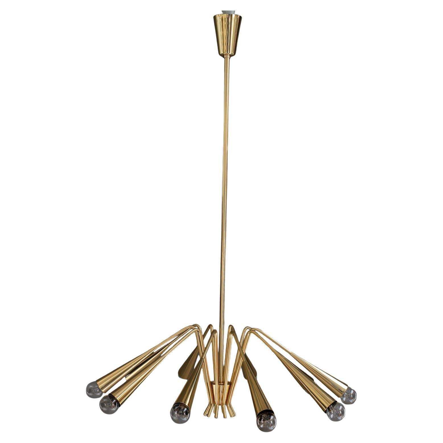 10 Arm Rupert Nikoll Chandelier Around 1960s