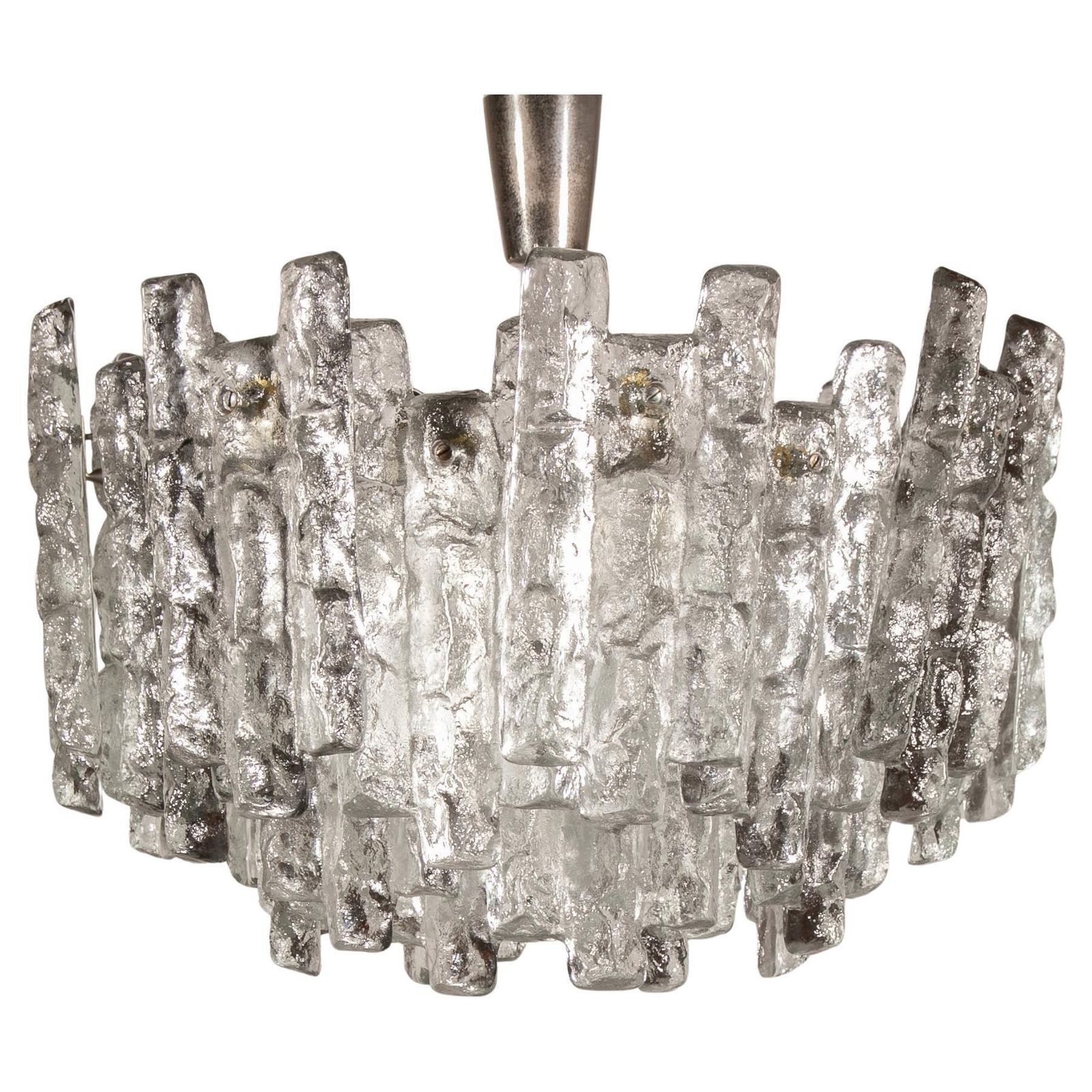 Large Jt Kalmar, Austria, Murano Glass Iced Blocks, Chandelier, 1960s photo furniture
