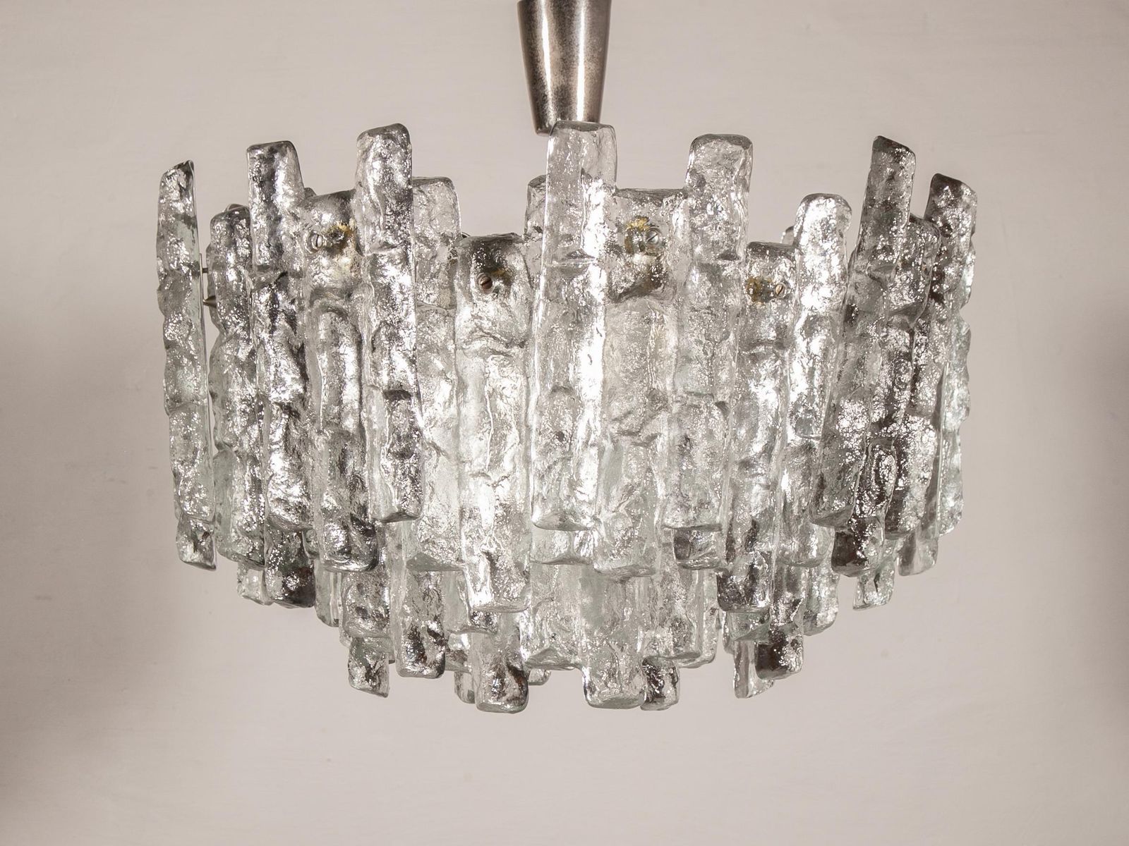 Large Jt Kalmar, Austria, Murano Glass Iced Blocks, Chandelier, 1960s photo for sale