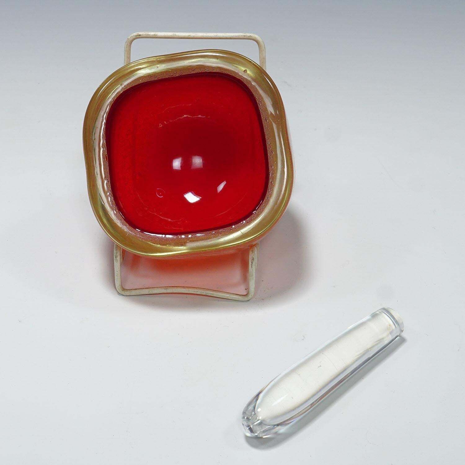Bowl In Red Sommerso Glass, Flavio Poli For Seguso Murano 1940s photo Home Decor