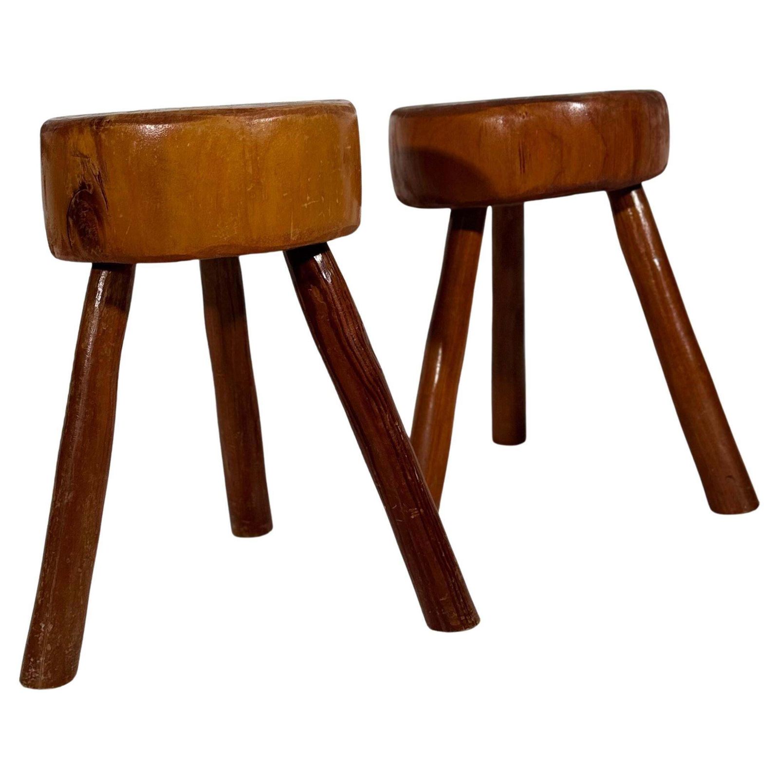 Wabi Sabi Tripod Stools, France 1960s, Set Of Two.