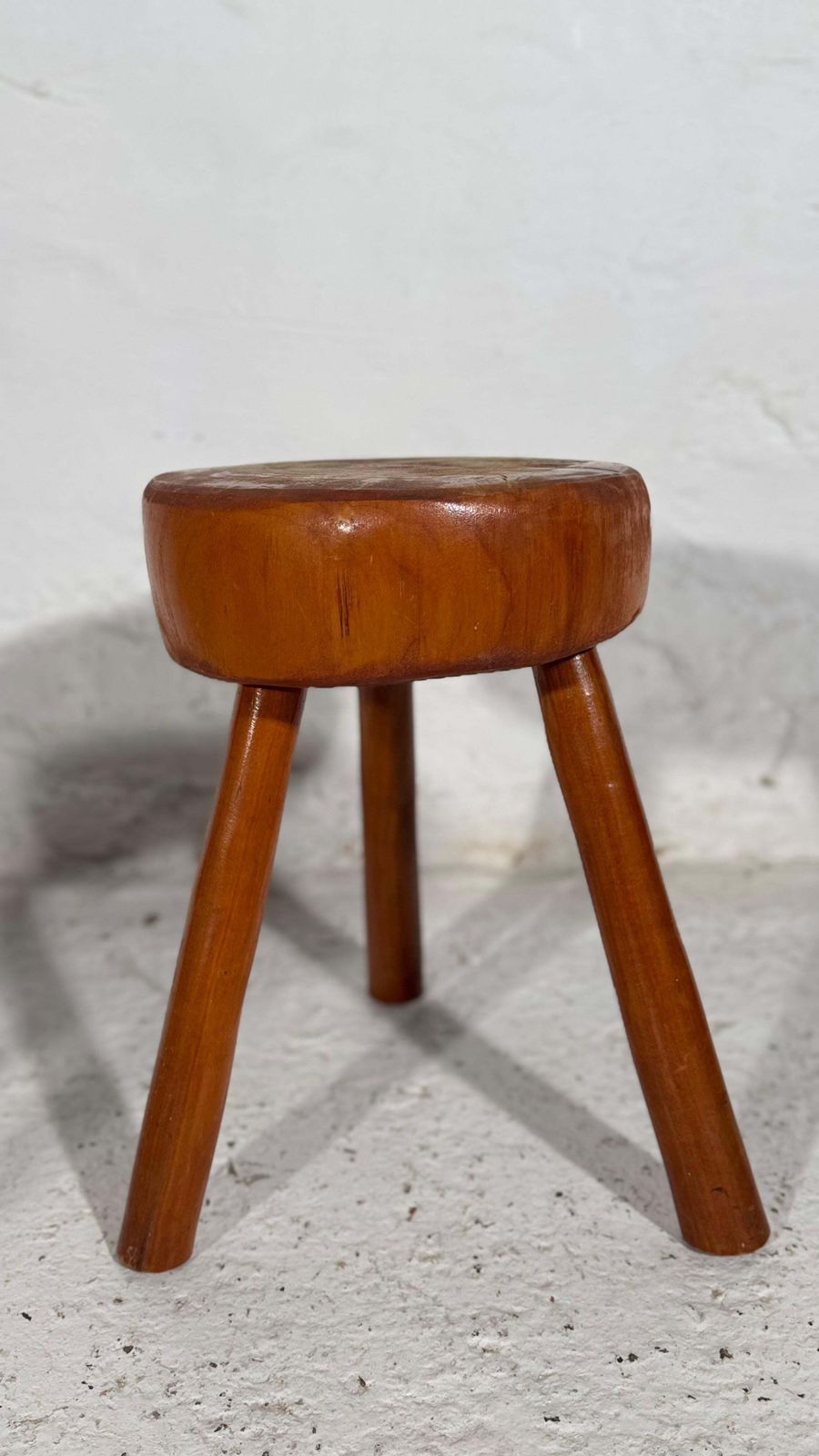 Furniture Wabi Sabi Tripod Stools, France 1960s, Set Of Two. photo