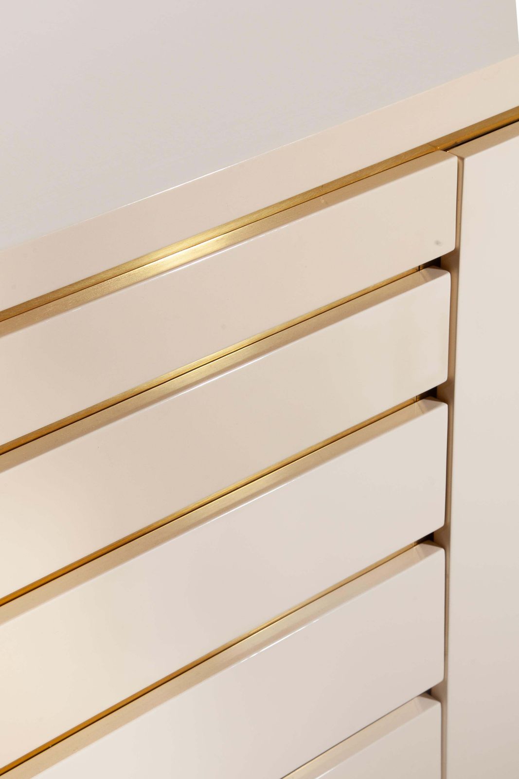 White Lacquer And Brass Sideboard By Jean Claude Mahey, 1980s photo buy