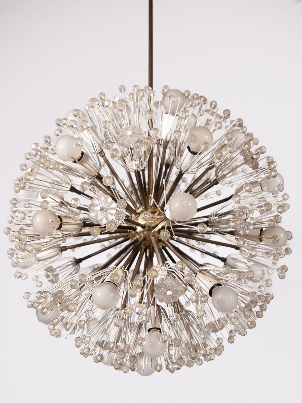 Brass And Glass Large Snowflake Chandelier By Emil Stejnar For Rupert Nikoll photo for sale