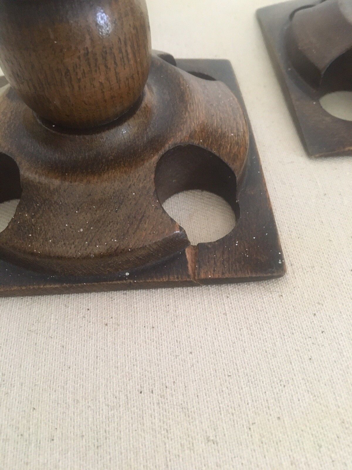Pair Arts And Crafts Wooden Candlesticks Aesthetic Movement Treen photo buy