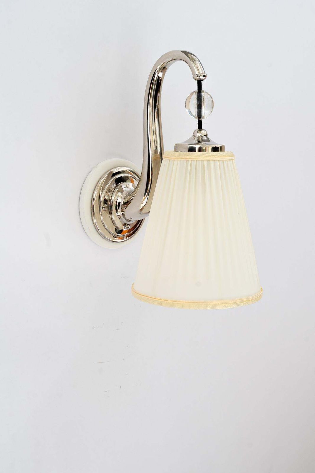 6x Art Deco Nickel   Plated Wall Lamps With Fabric Shades Vienna Around 1920s photo 2121.0