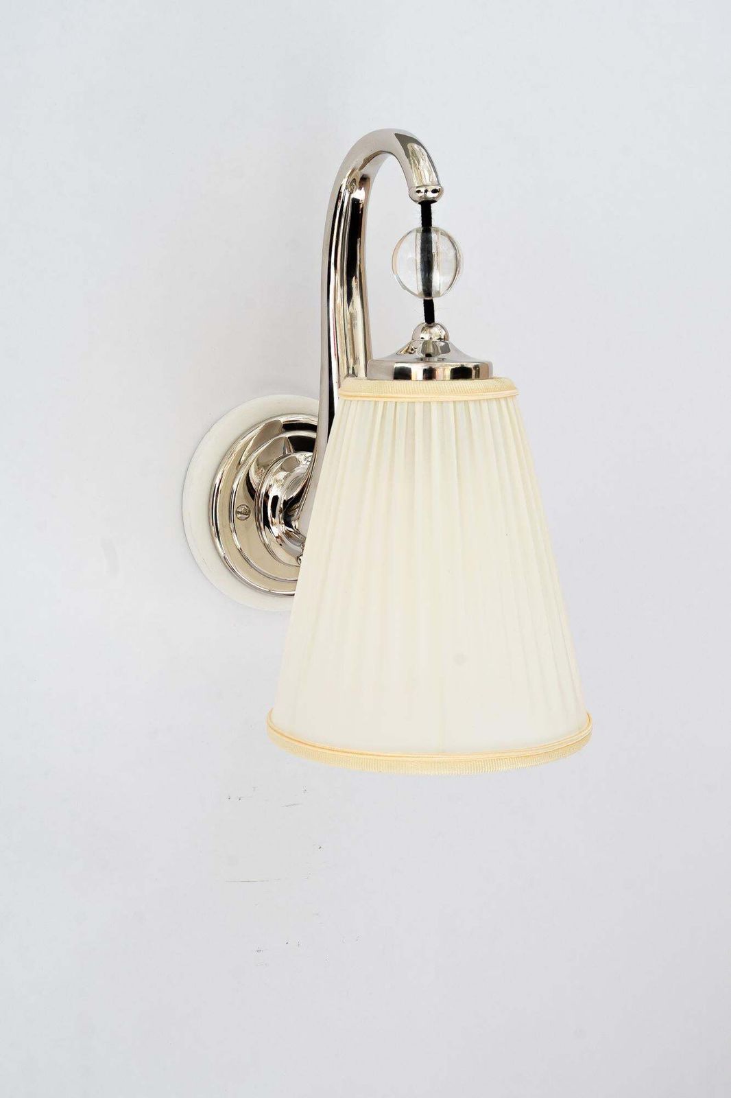 6x Art Deco Nickel   Plated Wall Lamps With Fabric Shades Vienna Around 1920s photo vinterior