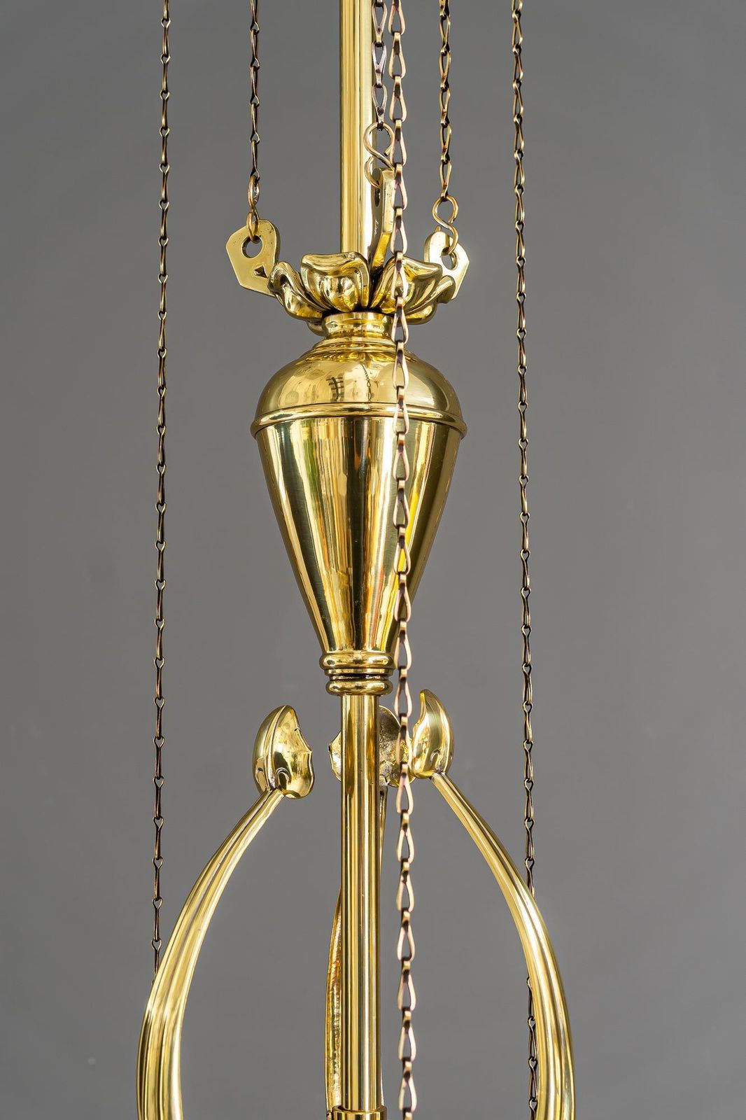 Adjustable Floral Jugendstil Chandelier With Opaline Glass Shades Around 1910 photo Lighting