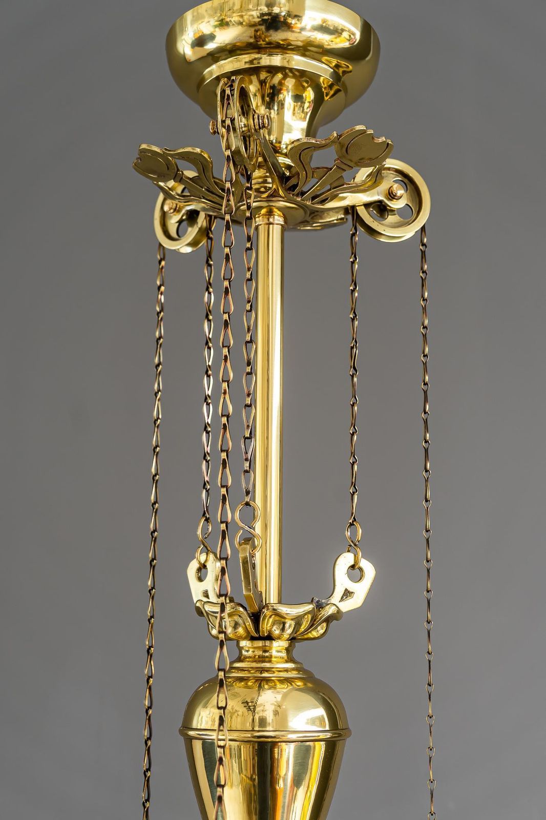 Adjustable Floral Jugendstil Chandelier With Opaline Glass Shades Around 1910 photo 4871.0