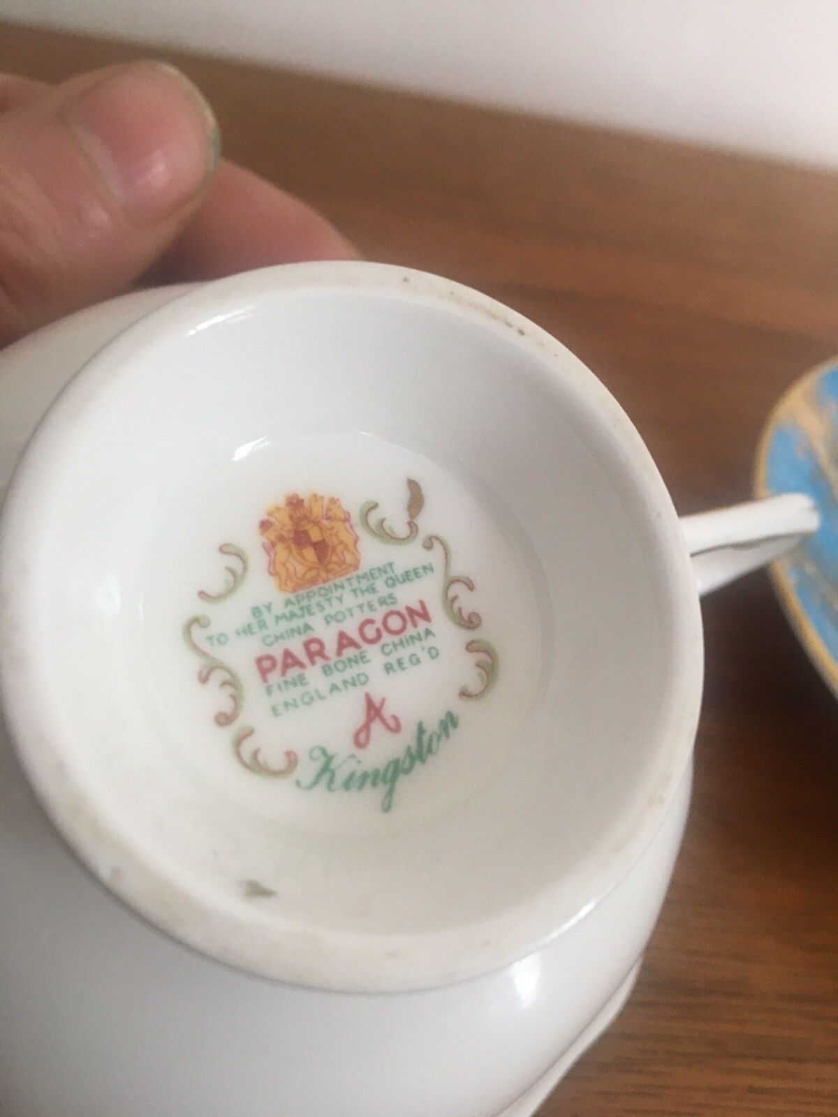 Home Decor Paragon Cup & Saucer Kingston Pale Blue By Appt. To Her Majesty The Queen Floral photo