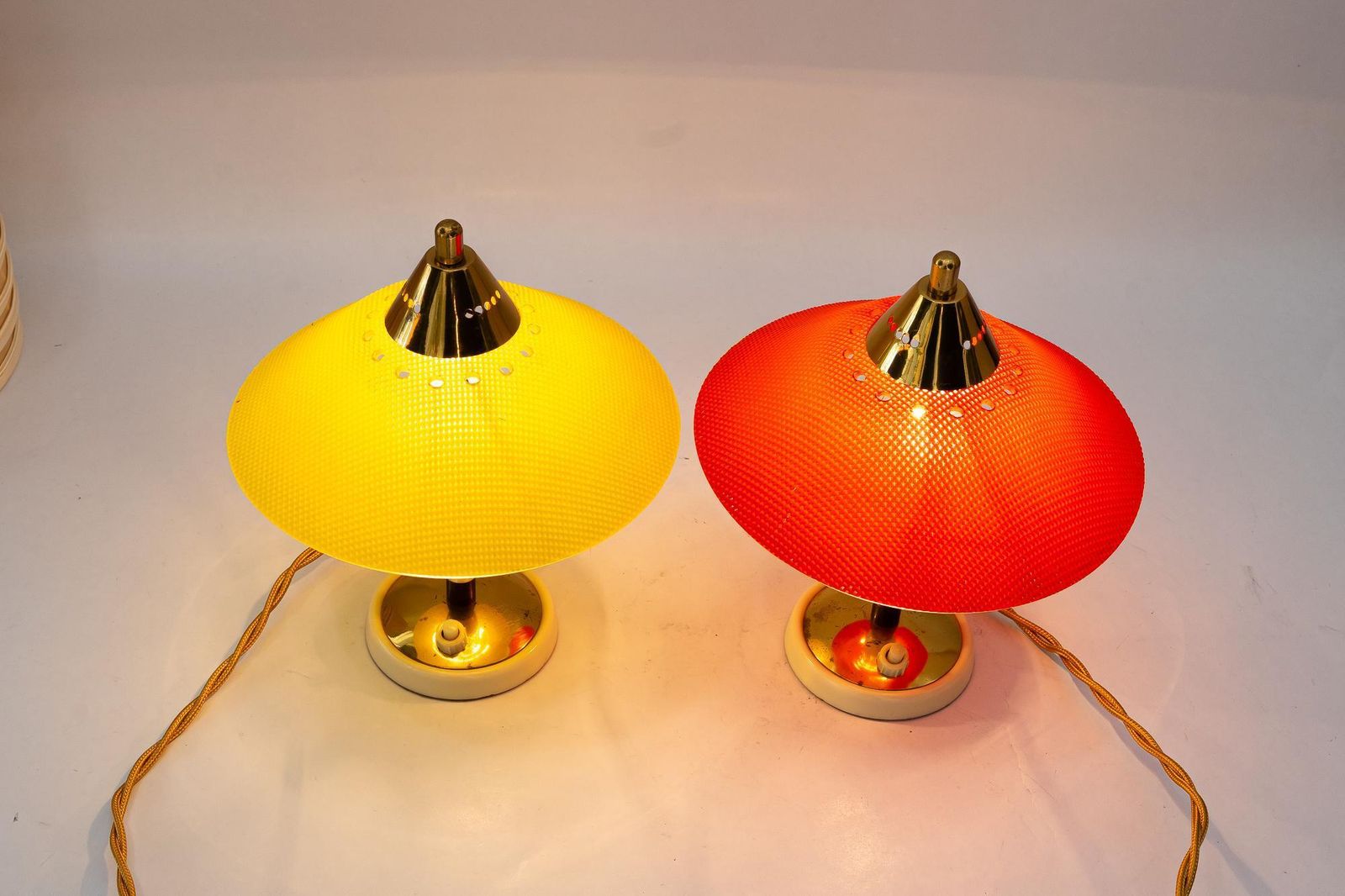 photo furniture 2 Rupert Nikoll Lucite Table Lamps Red And Yellow Vienna Around 1960s