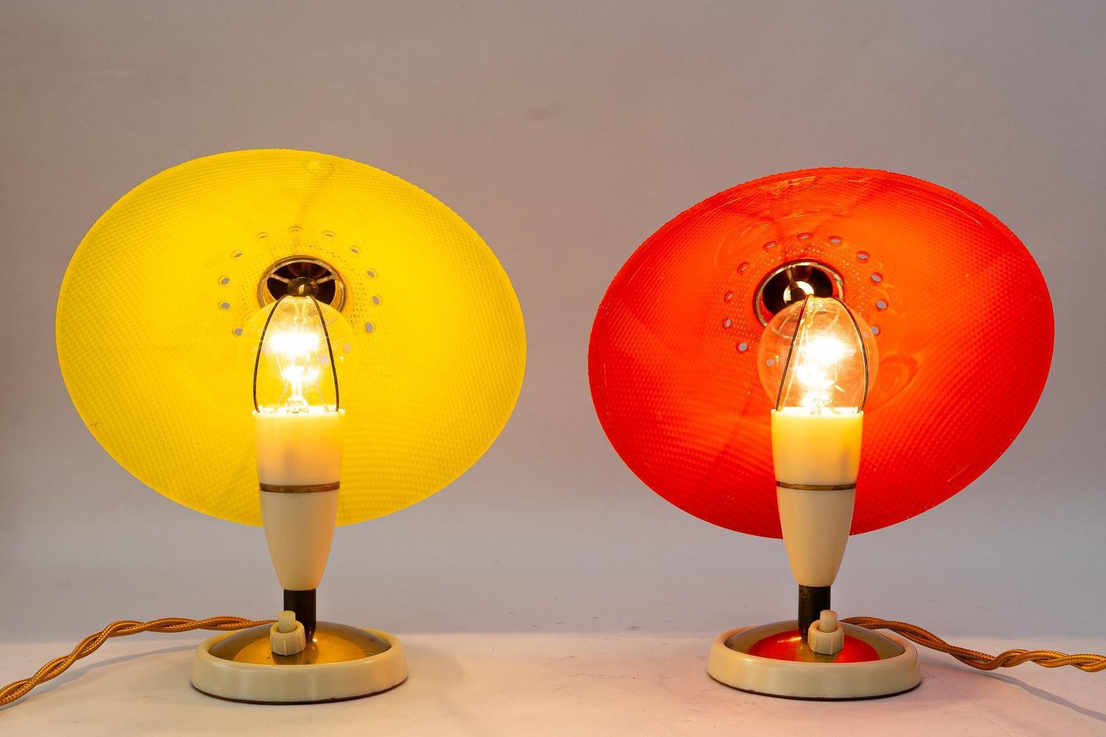Lighting 2 Rupert Nikoll Lucite Table Lamps Red And Yellow Vienna Around 1960s photo