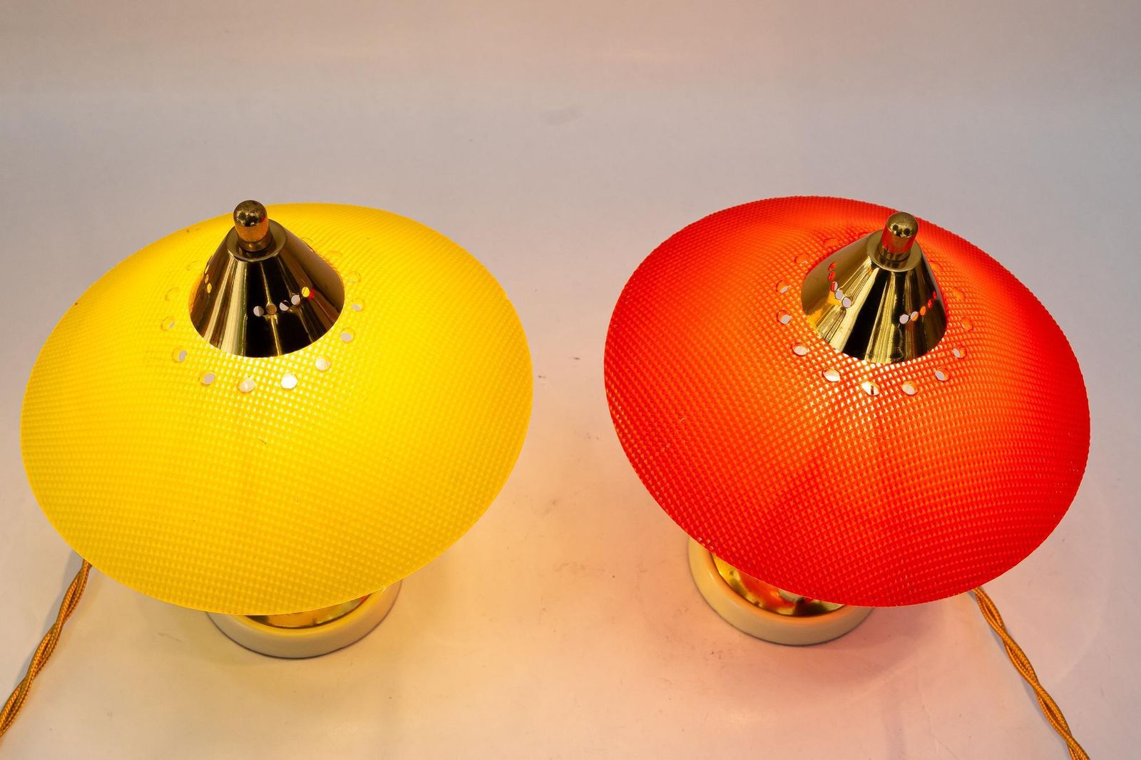 photo buy 2 Rupert Nikoll Lucite Table Lamps Red And Yellow Vienna Around 1960s