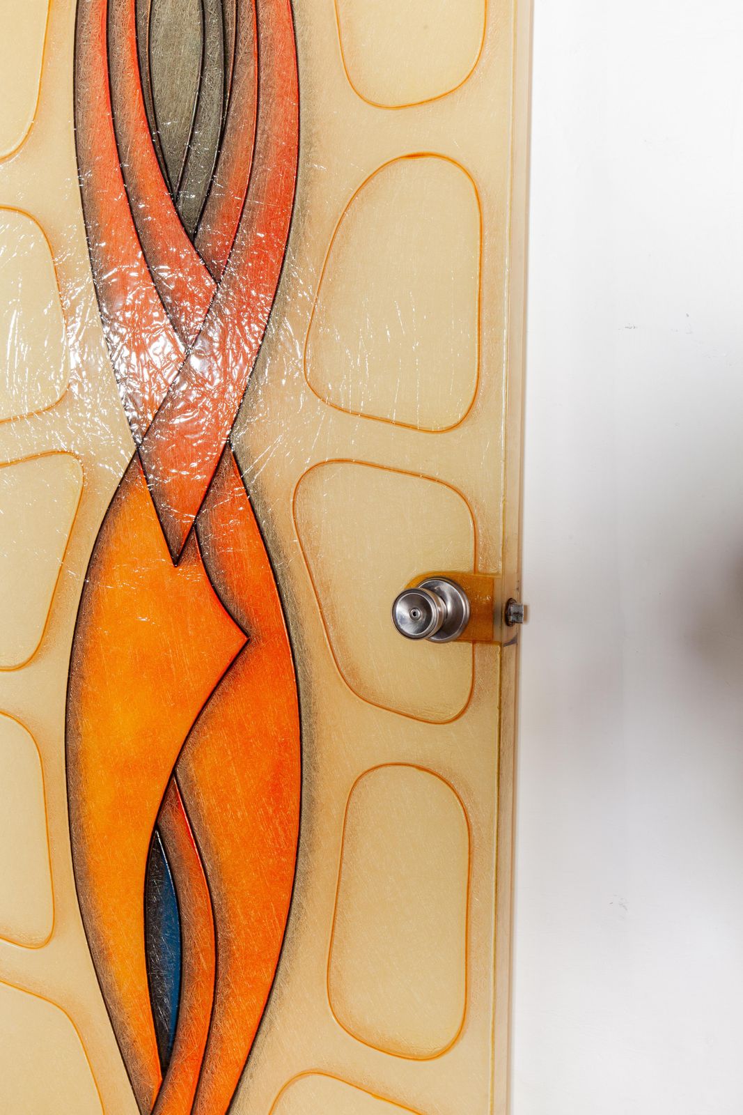 Set Of Two Fiber Glass Interior Doors With Stylized Figure, 1970s, Belgium photo Home Fixtures