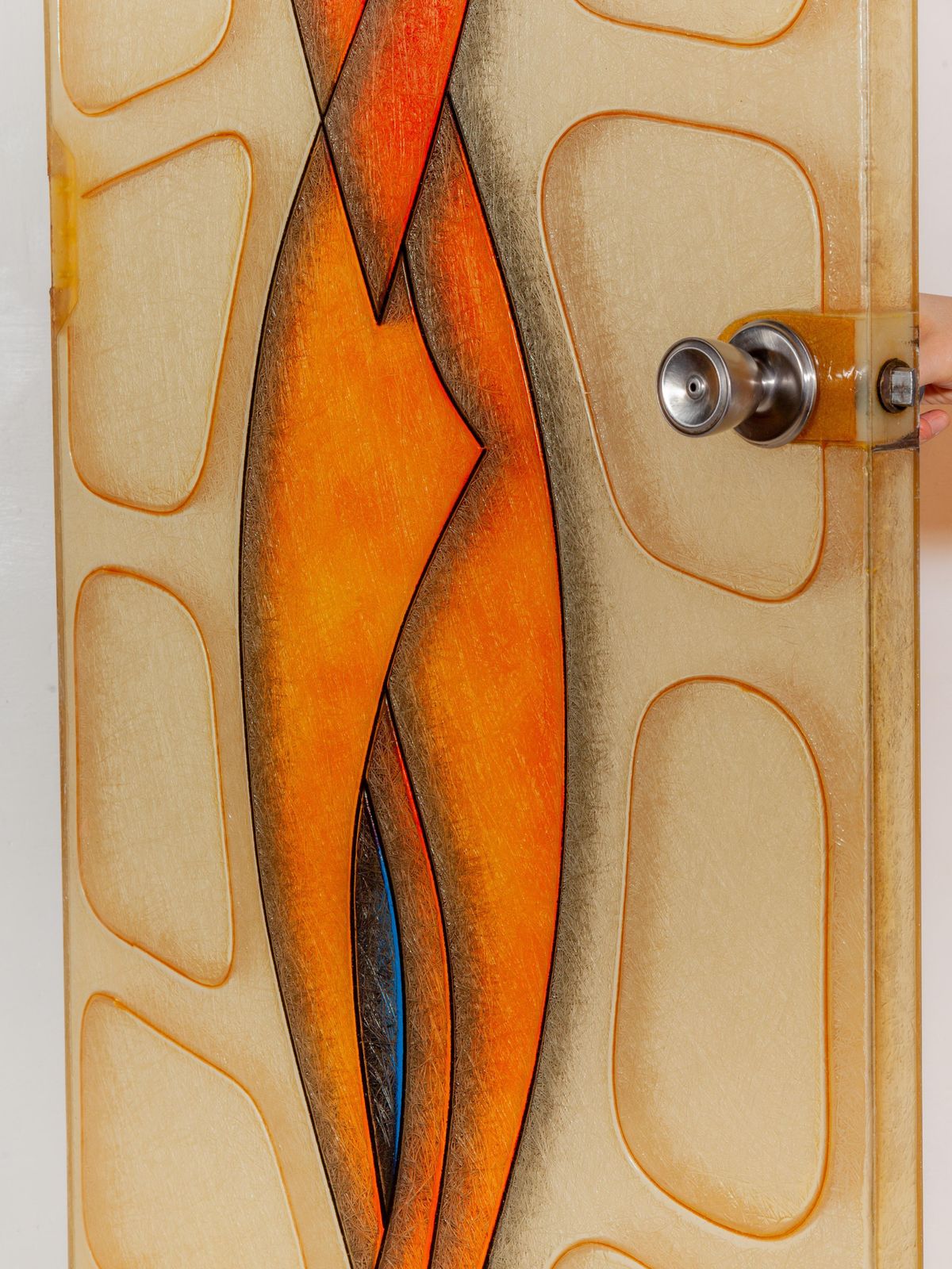 Set Of Two Fiber Glass Interior Doors With Stylized Figure, 1970s, Belgium photo vintage