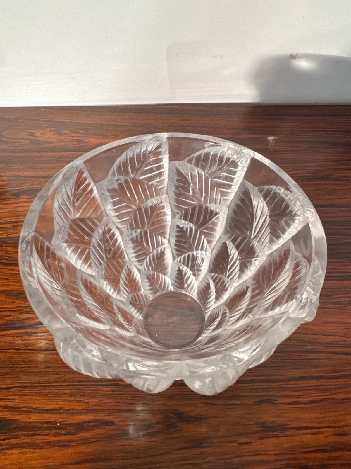 'Lalique France' Vase Decorated With Leaves In Relief 'Moissac', 1930s photo 1382.0
