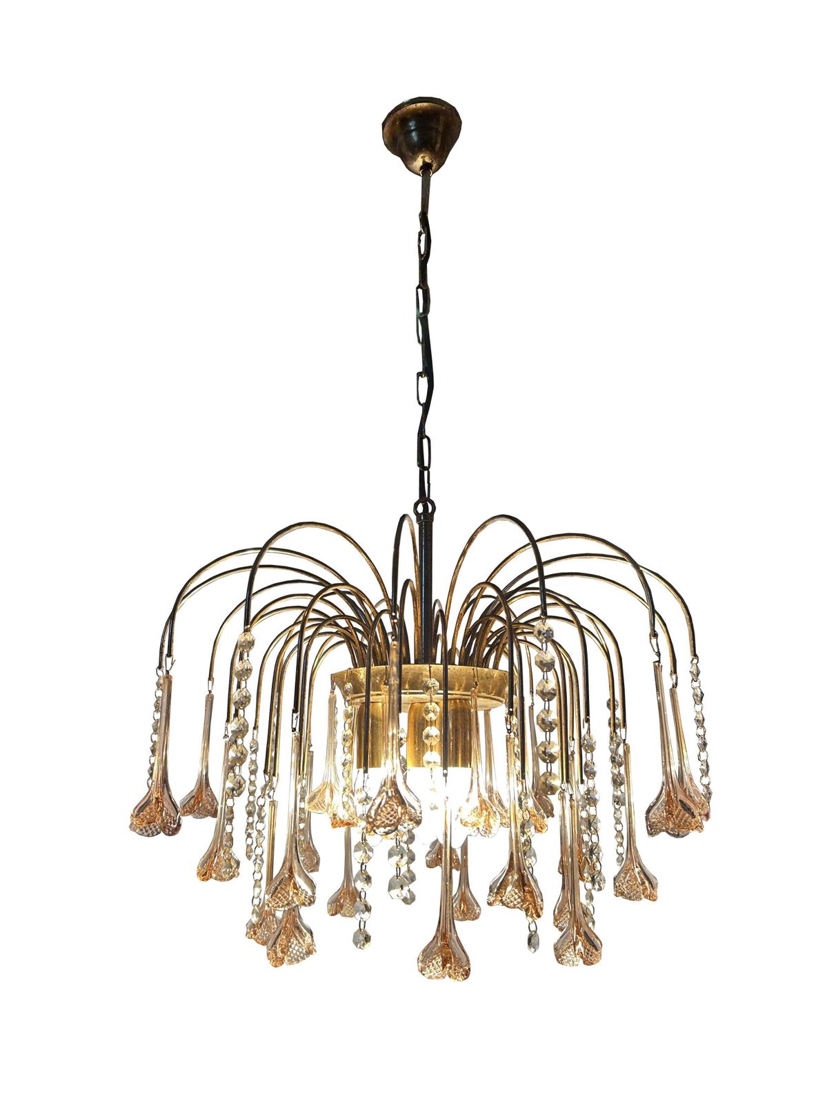 Lighting Semiramide, Gorgeous Pink Murano Chandelier, 1980's photo