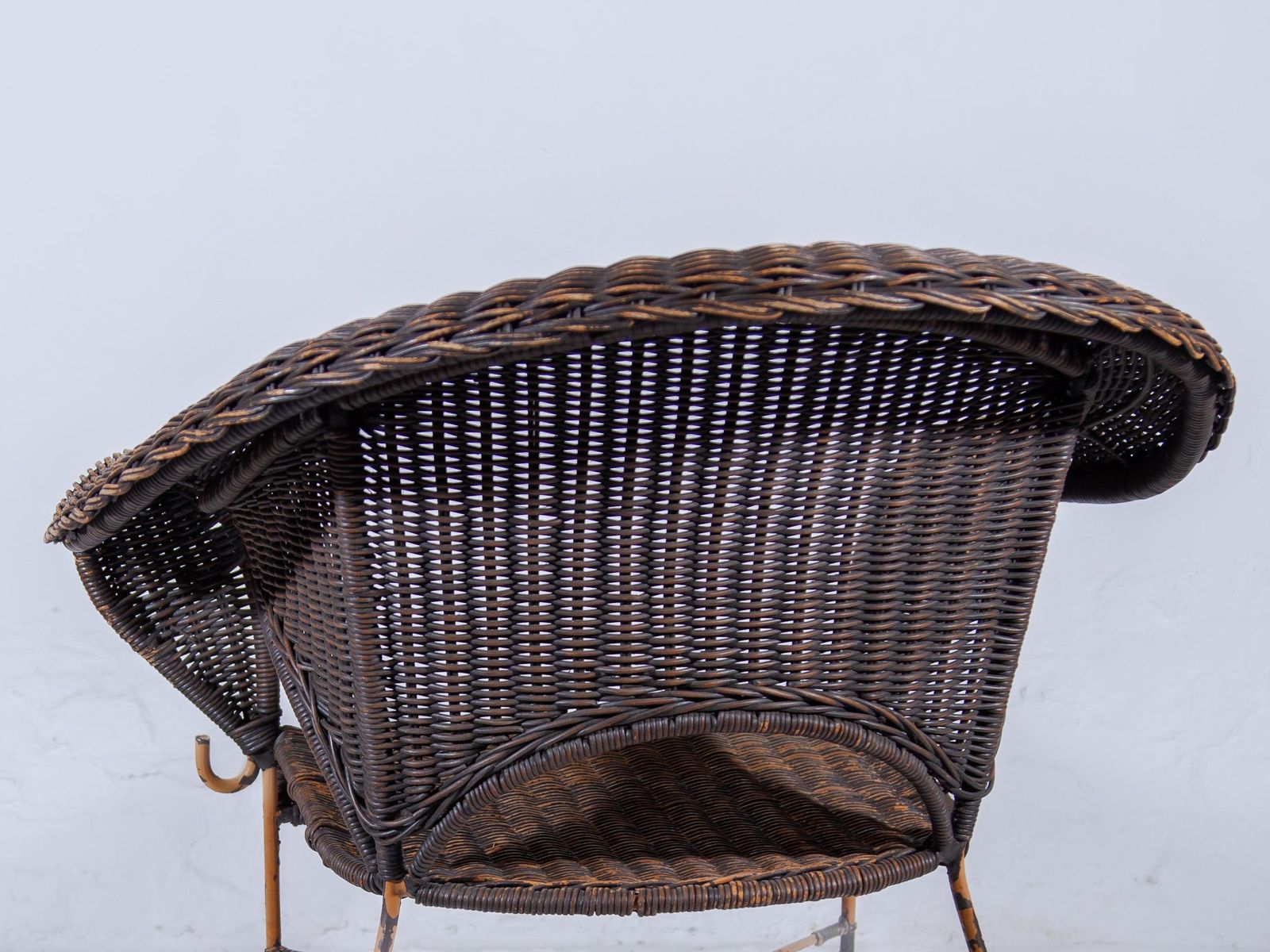 1970s Wrought Iron Wicker Chair photo vinterior