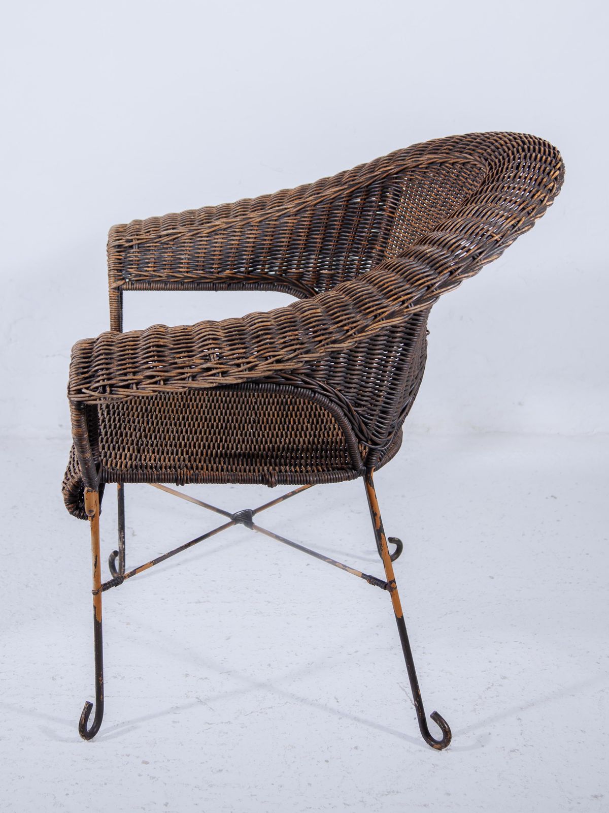 1970s Wrought Iron Wicker Chair photo buy