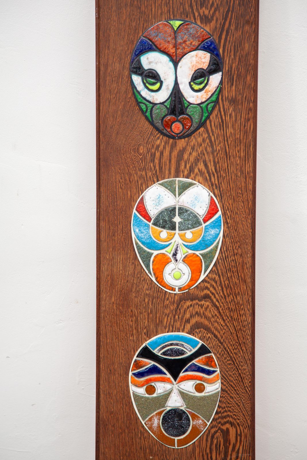 Wall Mounted Ceramic Five Tiles With Tribal Art Masks Designed By Roland Zobel photo buy