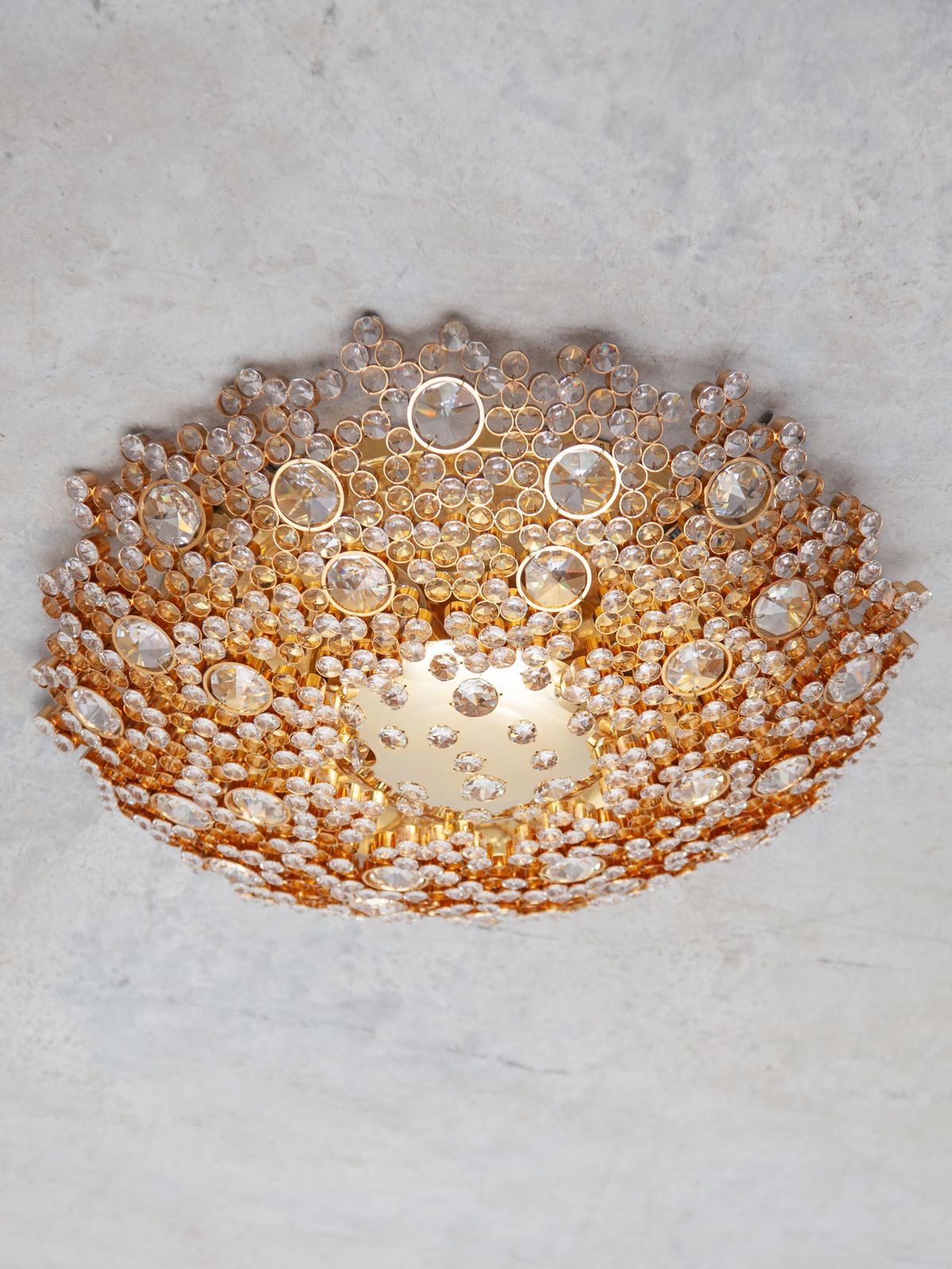 photo furniture Palwa Jewel Like Faceted Crystals Ceiling Light, Wall Light, Set Of Two, Germany