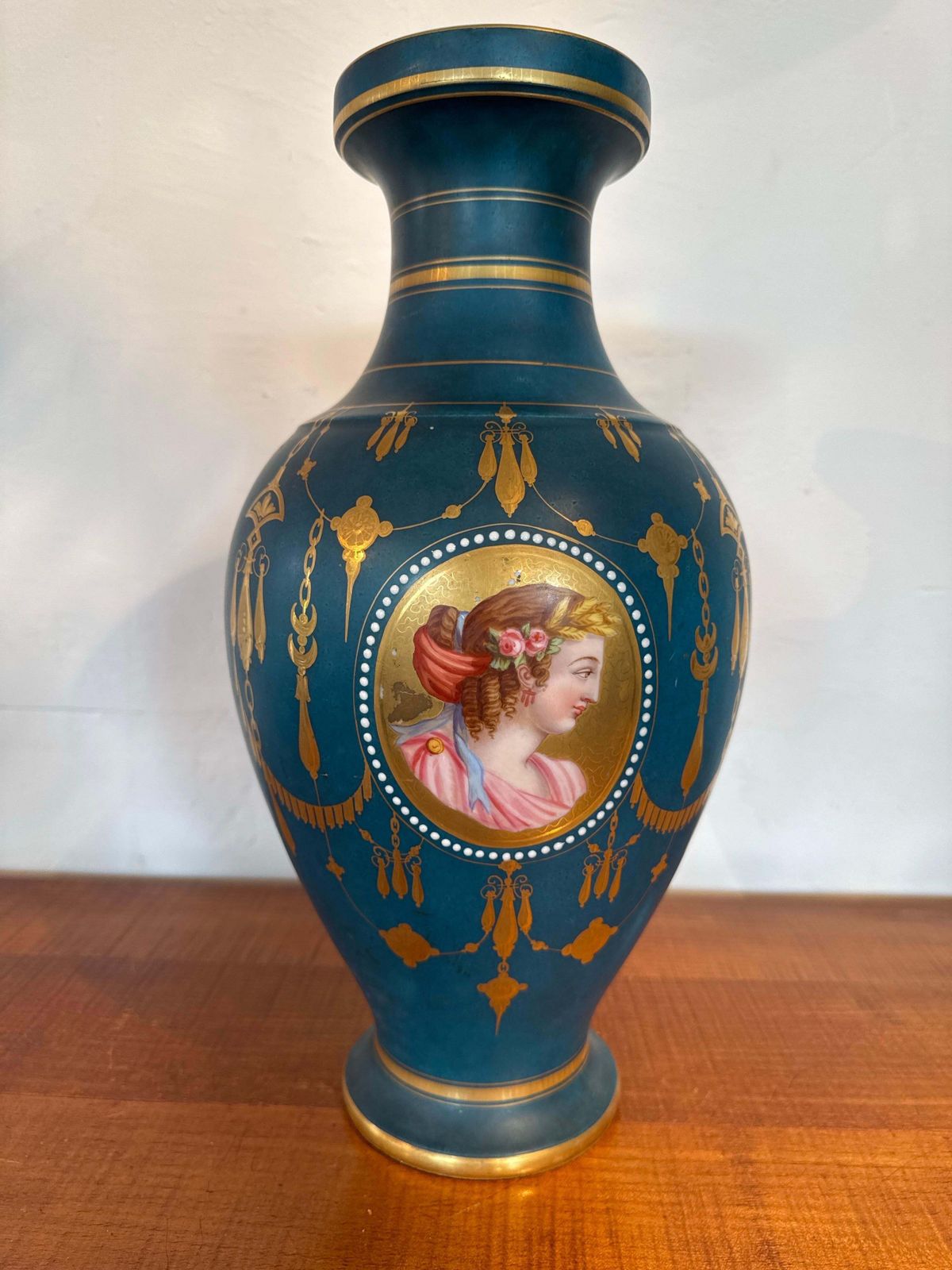 Antique Neoclassical Blue, Gilt Porcelain De Sèvres Vase, France photo 1316.0