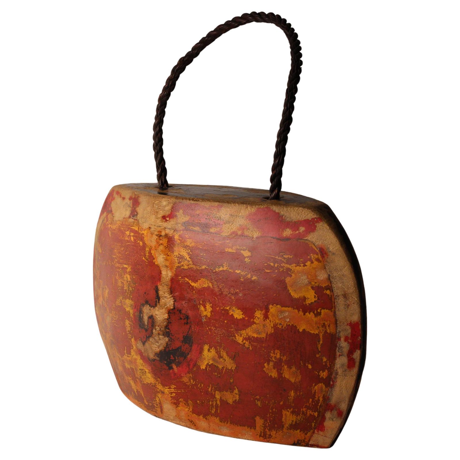 Indonesian Painted Buffalo, Cow Bell Decorative Folk Art Sculpture, Wall Art photo vintage