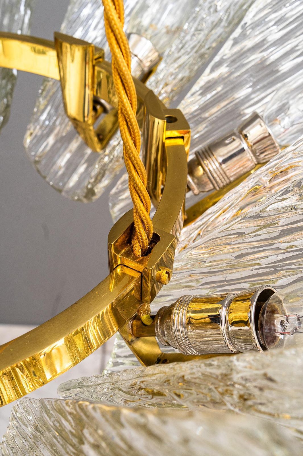 Big Chandelier By J.T. Kalmar With Structure Glass Around 1950s photo buy