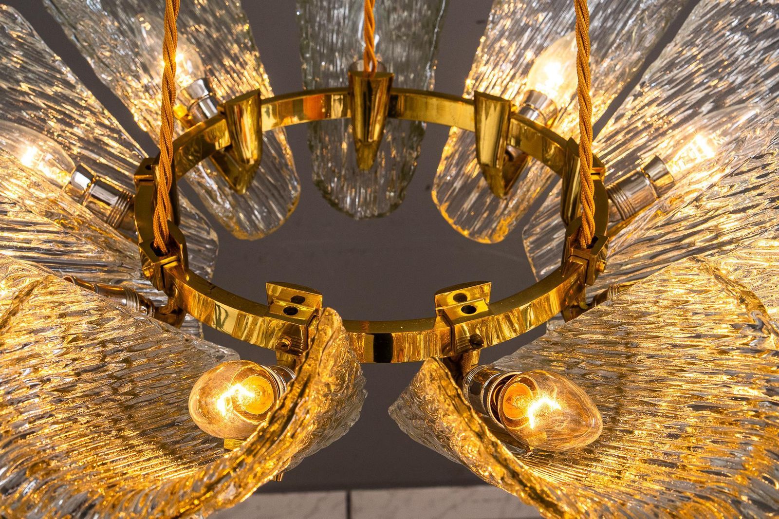 photo buy Big Chandelier By J.T. Kalmar With Structure Glass Around 1950s