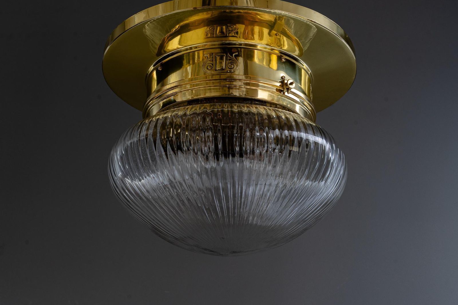 Big Art Deco Ceiling Lamp With Original Antique Glass Shade Vienna Around 1920s photo furniture