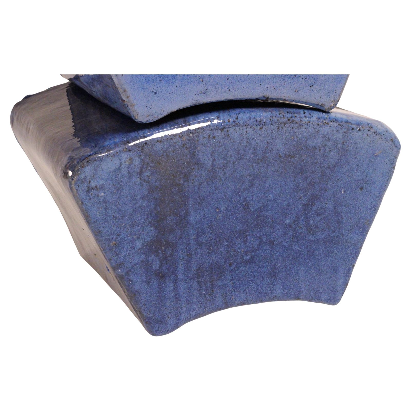 Set Of 4 Modular Blue Glazed Ceramic Garden Stools By Habitat/Conran Uk 1996 photo buy