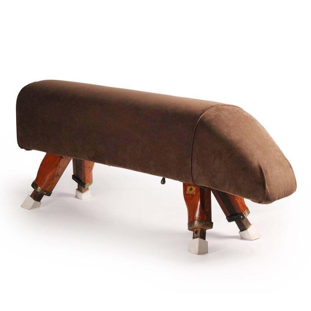 photo buy English Vintage Pommel Horse Reupholstered In Suede And Repurposed As A Bench