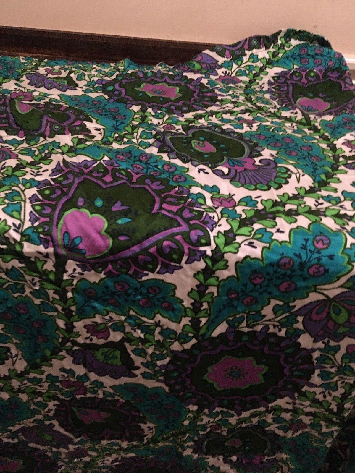 Vintage Psychedelic 1960s Fabric Curtain Material X2 Flower Power photo Textiles