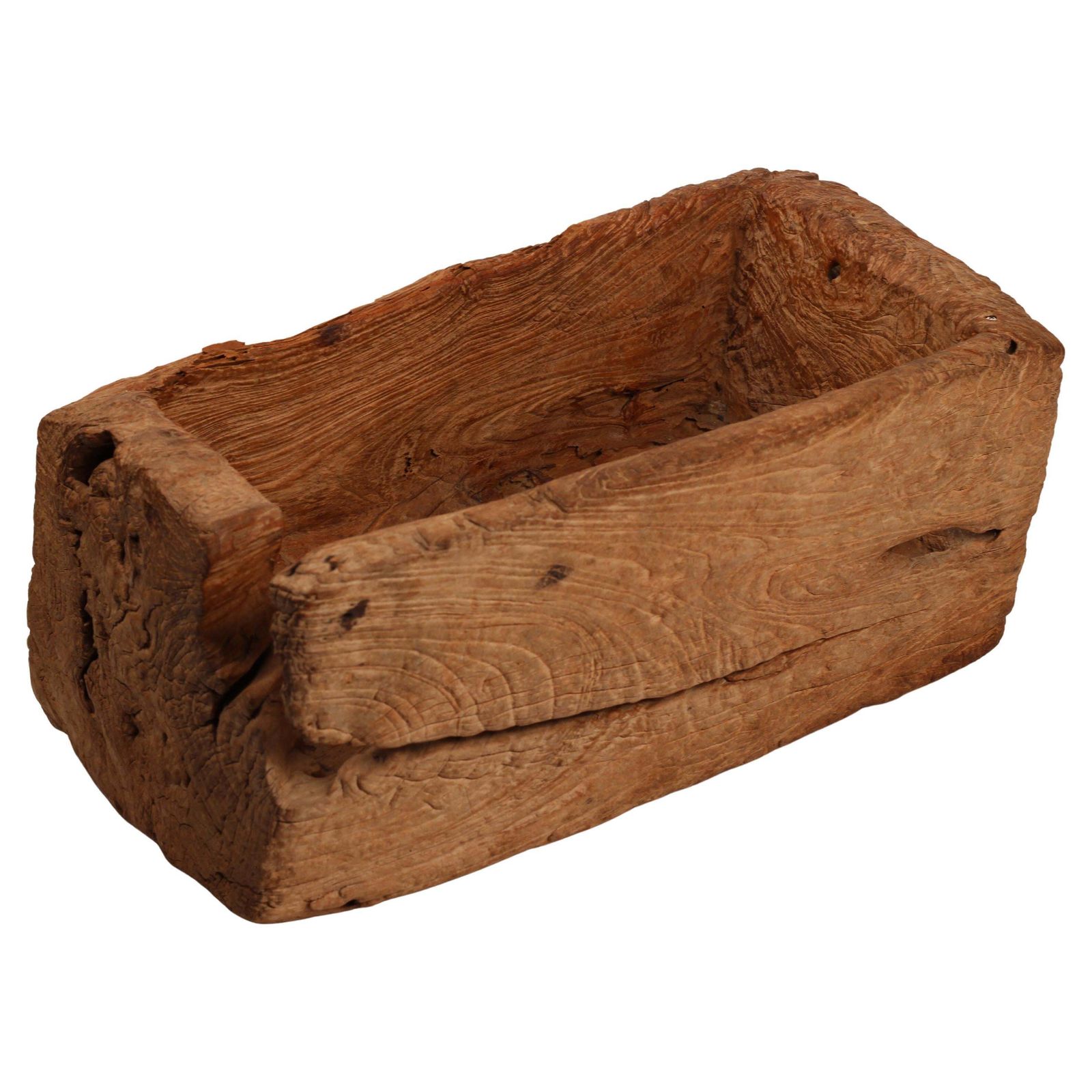 photo for sale Wabi Sabi Primitive Wooden Trough – Hand Carved Lombok Vessel