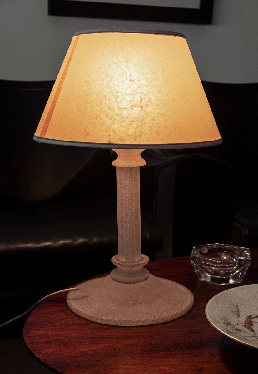 Mid Century Frosted Glass Table Lamp, France photo for sale