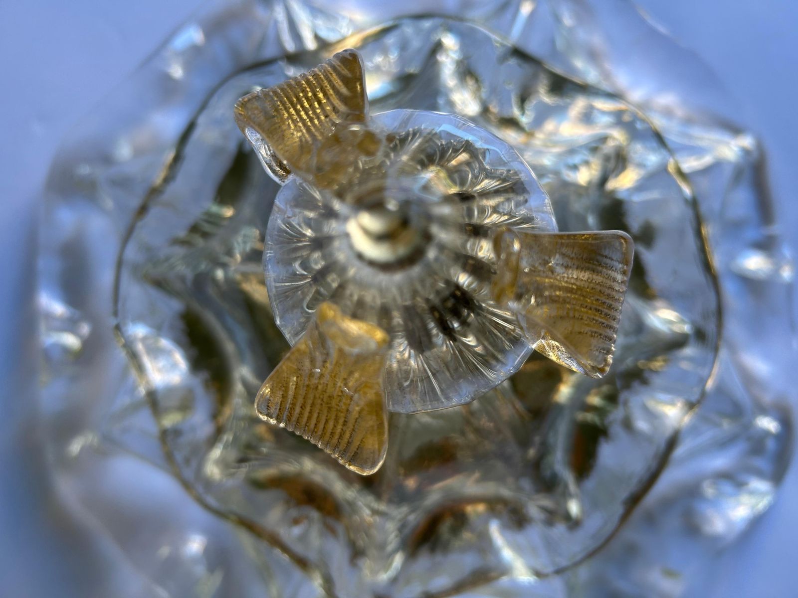 photo vintage North Pole Star, Transparent La Murrina Flush Light With Gold Inclusions, 1990