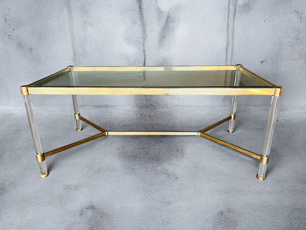 Mid Century Italian Brass And Glass Coffee/Side Table, 1970s