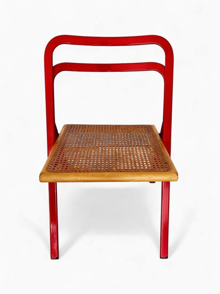 Folding Chair With Viennese Straw By Giorgio Cattelan For Cidue, Italy, 1970s photo for sale