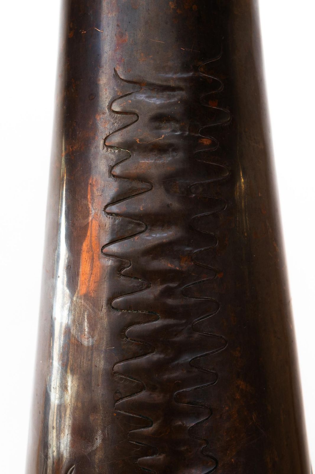 Big Jugendstil Copper Chased And Hand Hammered Vase Vienna Around 1908 photo vintage