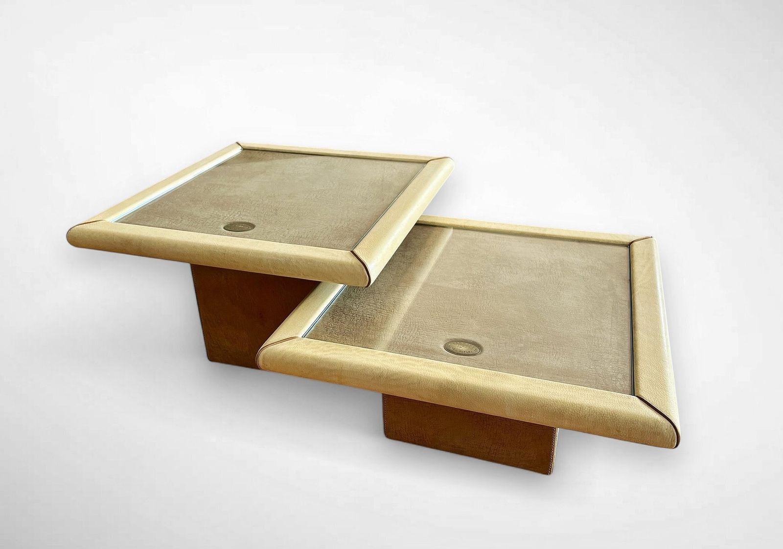 Leather Side Tables By Carlo Bartoli For Rossi Di Albizzate, 1980s, Set Of 2