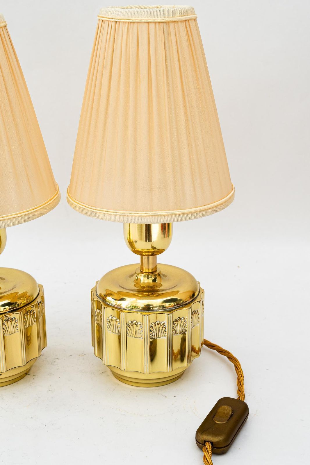 2 Art Deco Table Lamps With Fabric Shades Vienna Around 1920 photo vinterior