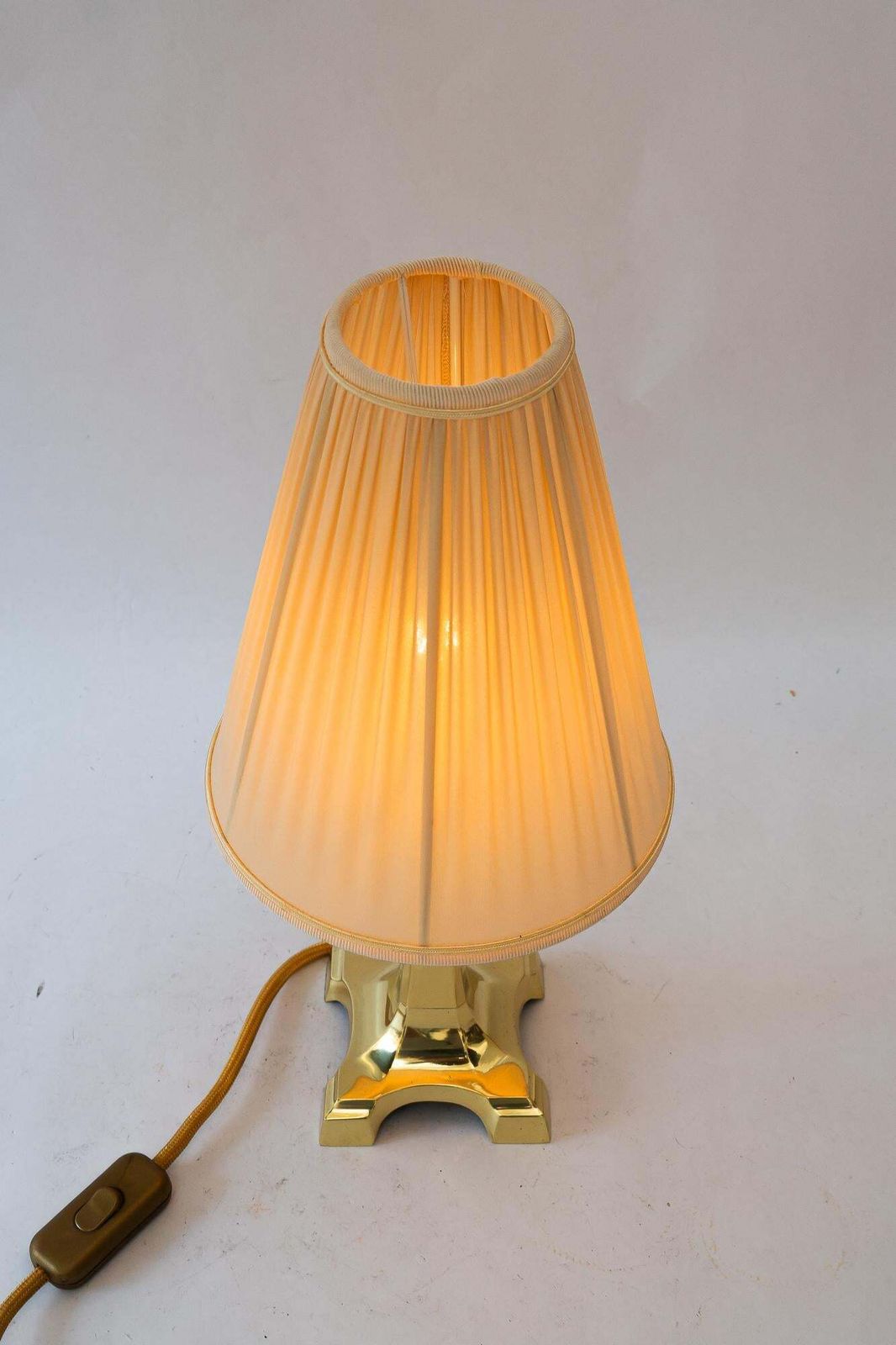 Art Deco Brass Table Lamp With Fabric Shade Vienna Around 1920s photo vintage