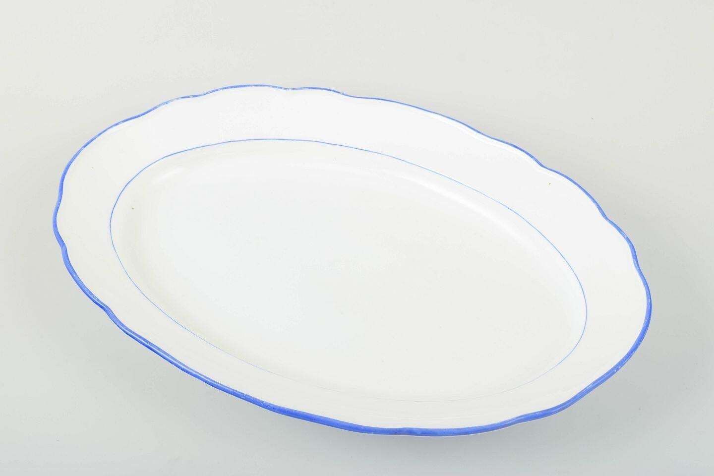 Meissen, Germany. Serving Platter In White Glazed Porcelain With Blue Trim. photo furniture