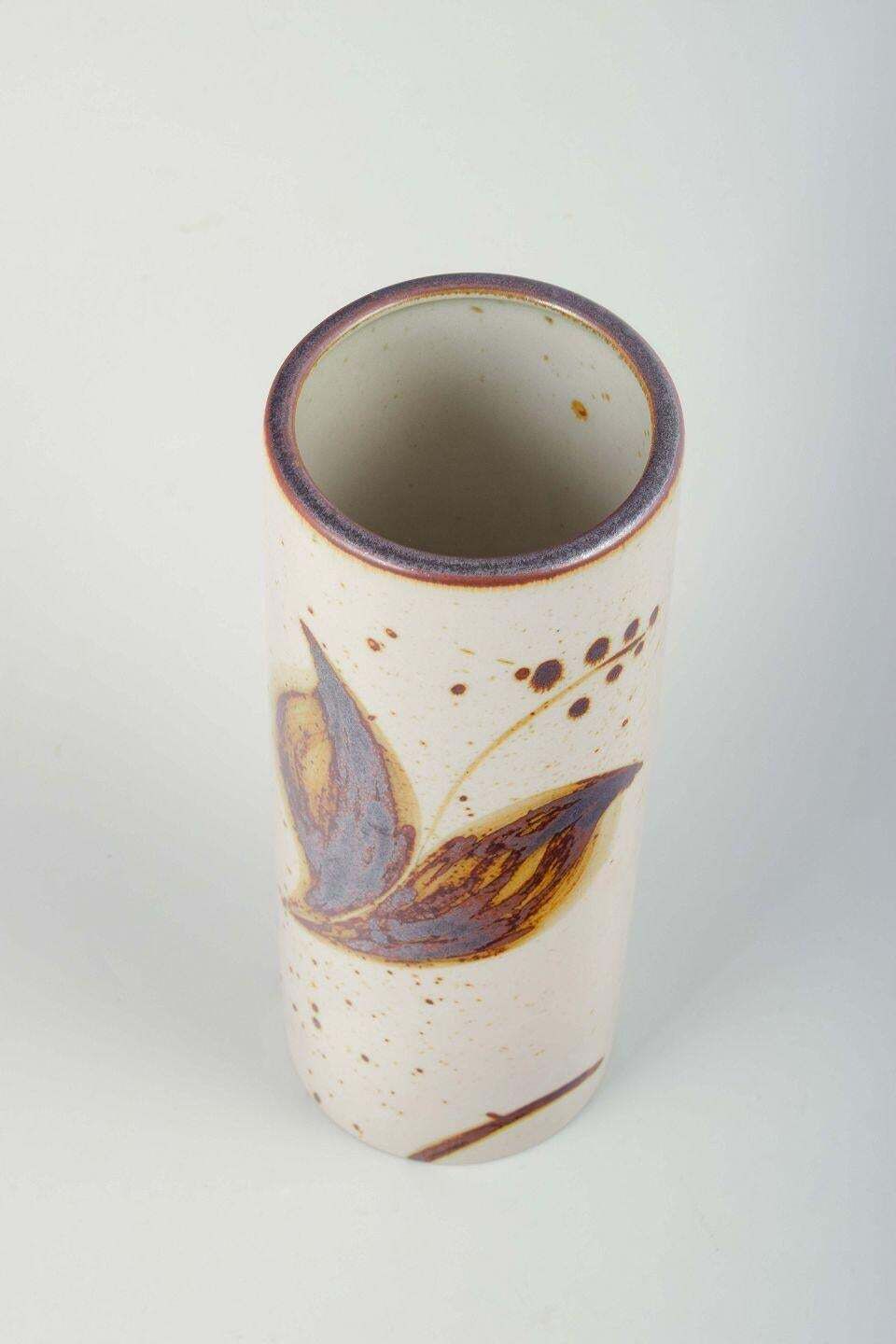 Haico Nitzsche For Søholm, Bornholm. Cylindrical Stoneware Vase With Leaf Motifs photo furniture