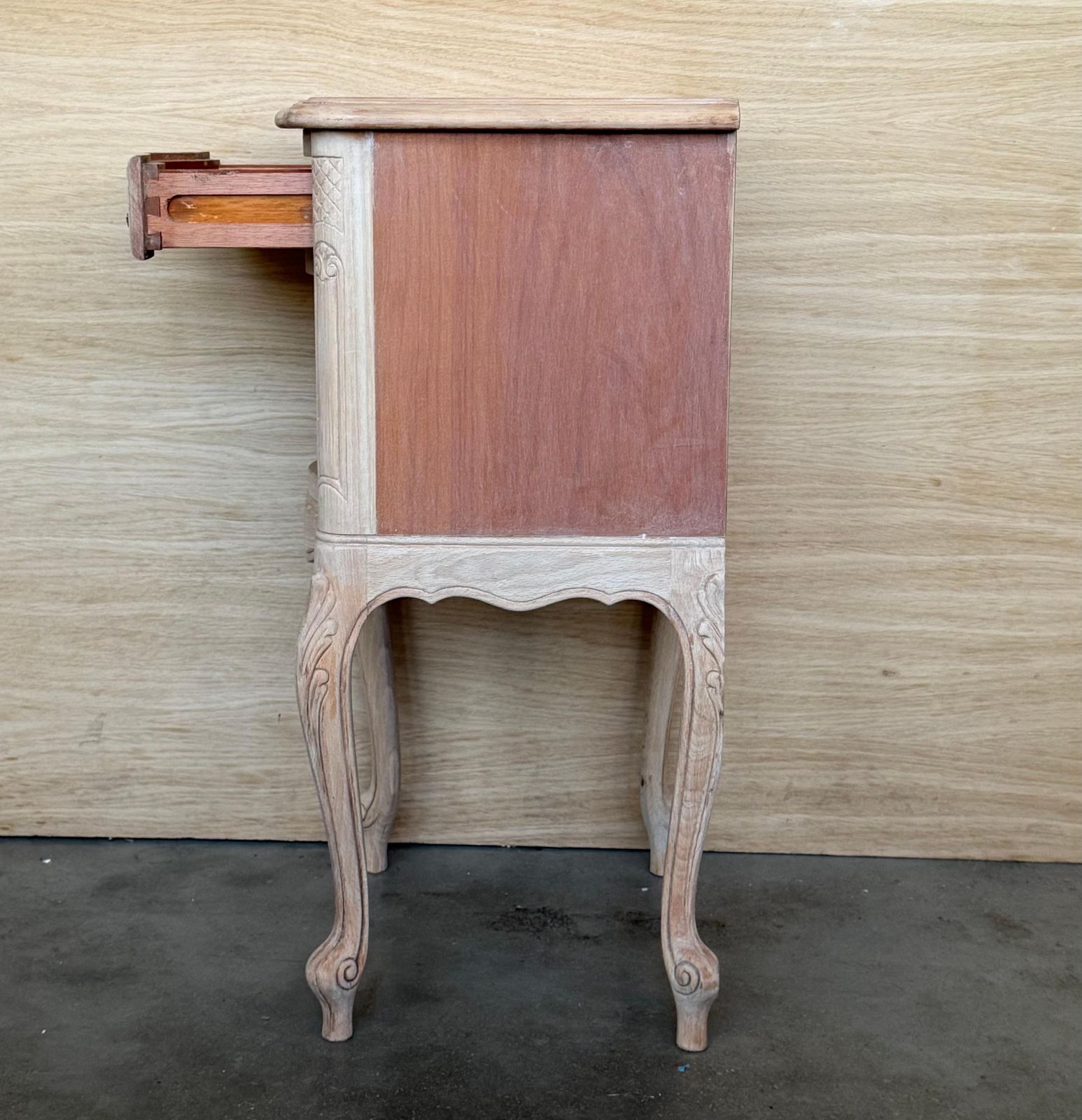 Pair Of French Bleached Carved Walnut Nightstands With Two Drawers photo buy