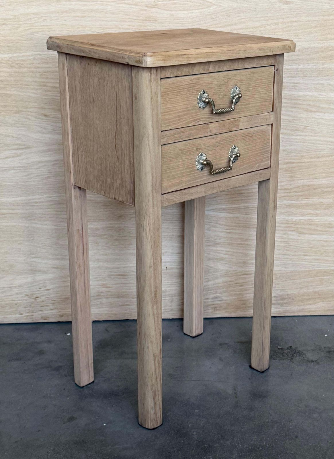 Pair Of French Bleached Walnut Nightstands With Two Drawers photo vinterior