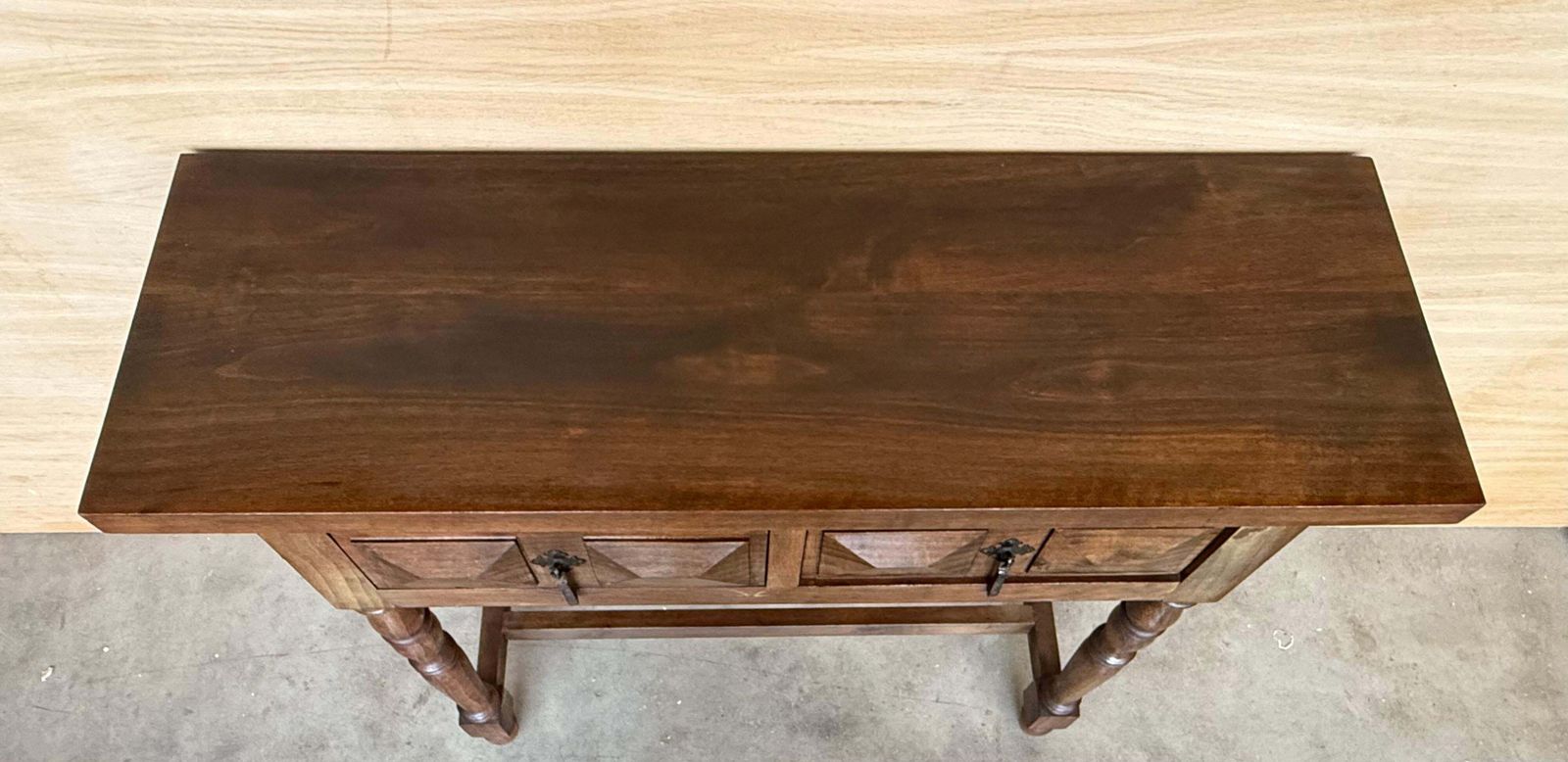 Furniture Spanish Console Table With Two Carved Drawers, 1900s photo