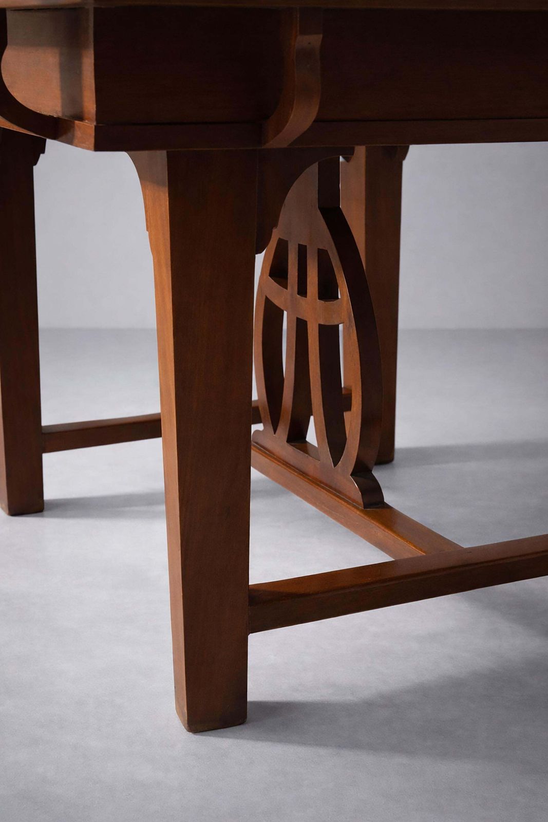 Italian Art Nouveau Walnut Extendable Dining Table With Lyre Motif Base, Liberty photo buy