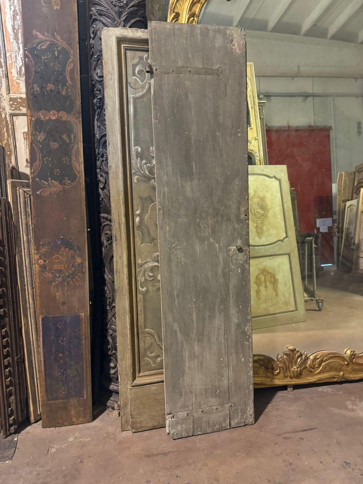 Lacquered And Painted Wooden Two Leaf Door, Italy photo vintage