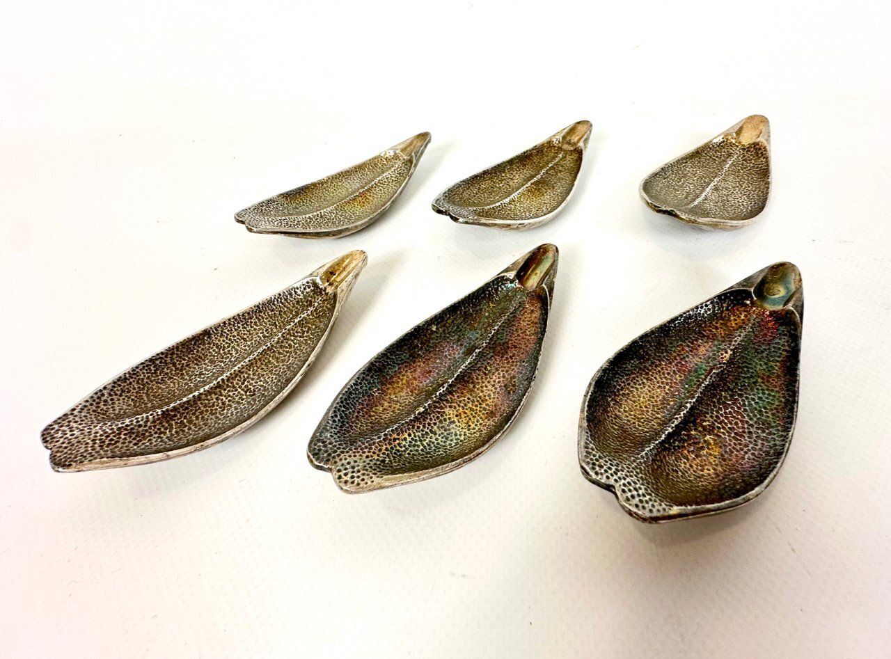 Mid Century Modern Silver Plated Card Ashtrays, 1950s, Set Of 6 photo furniture